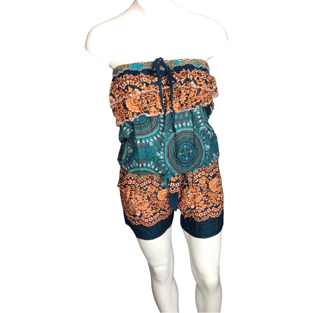 Stylish Orange and Blue Jumpsuit